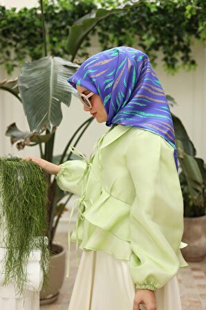 Silk Home Saks Vizon Desenli Tivil İpek Eşarp 11432-01