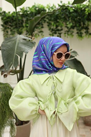 Silk Home Saks Vizon Desenli Tivil İpek Eşarp 11432-01