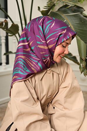 Silk Home Mürdüm Desenli Tivil İpek Eşarp 11432-04
