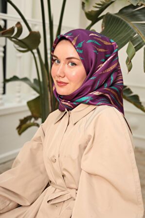Silk Home Mürdüm Desenli Tivil İpek Eşarp 11432-04