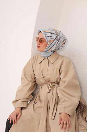 Silk Home Bebe Mavi Desenli Tivil İpek Eşarp 11432-14