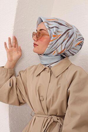 Silk Home Bebe Mavi Desenli Tivil İpek Eşarp 11432-14