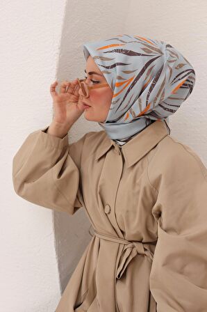 Silk Home Bebe Mavi Desenli Tivil İpek Eşarp 11432-14