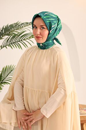 Silk Home Yeşil Desenli Tivil İpek Eşarp 11432-32