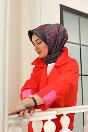 Silk Home Kırmızı Pembe Desenli Tivil İpek Eşarp 11432-78