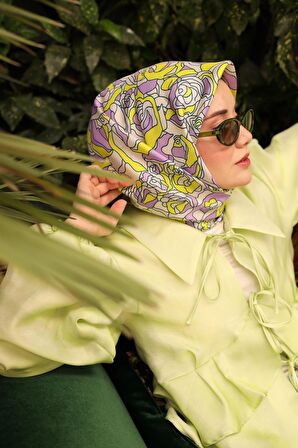 Silk Home Lila Tivil İpek Eşarp 11434-27 Çiçek Desen