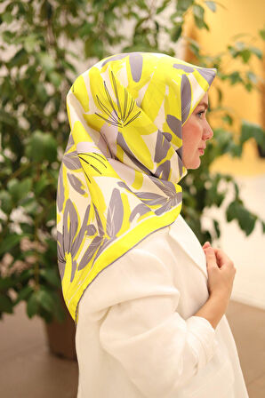 Silk Home Tivil İpek Eşarp 11439-02 Sarı Karışık Desen
