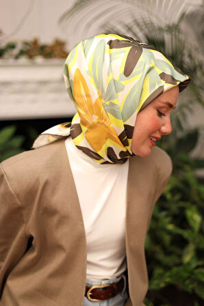 Silk Home Tivil İpek Eşarp 11439-29 Yeşil Karışık Desen
