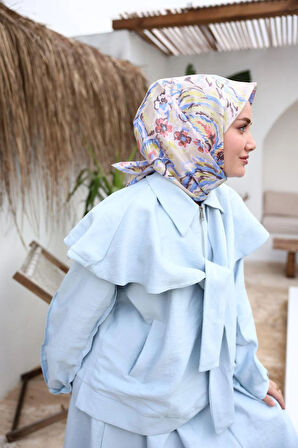 Silk Home Tivil İpek Eşarp 11469-28 Krem Karışık Desen