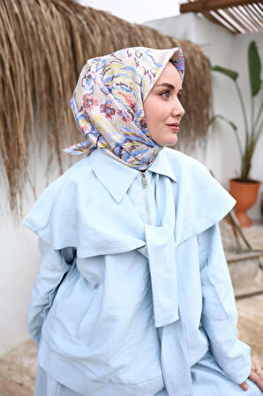 Silk Home Tivil İpek Eşarp 11469-28 Krem Karışık Desen