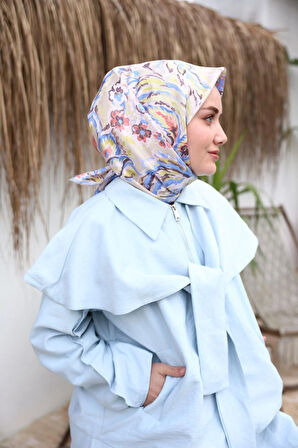 Silk Home Tivil İpek Eşarp 11469-28 Krem Karışık Desen