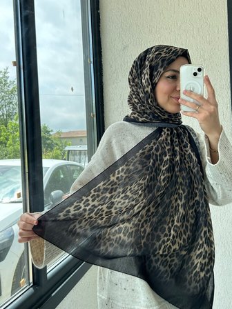 Silk Home Leopar Desen Soft Şal Sütlü Kahve