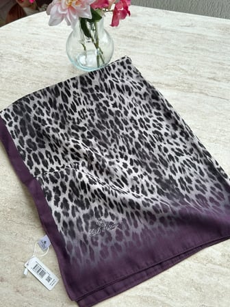 Silk Home Leopar Desen Soft Şal Patlıcan Moru