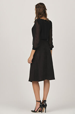 Önü Çıtçıtlı Suni Süet Etek 