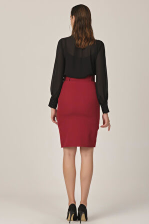 Önü Yırtmaçlı Kemerli Etek 