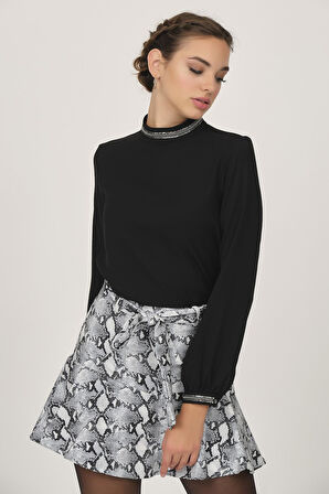 Desenli Volanlı Etek