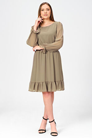 Beli Lastikli Şifon Elbise