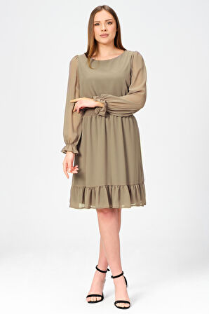 Beli Lastikli Şifon Elbise