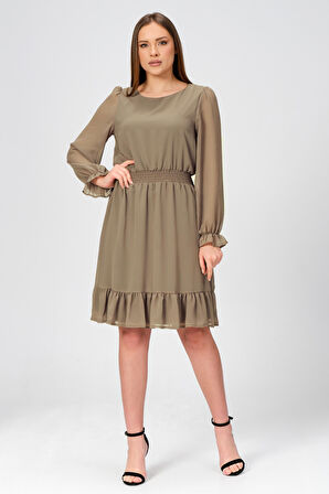 Beli Lastikli Şifon Elbise