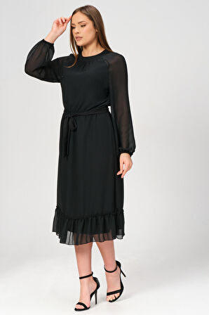 Astarlı Şık Şifon Elbise