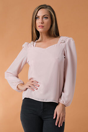 Parlak Aksesuarlı Şık Bluz