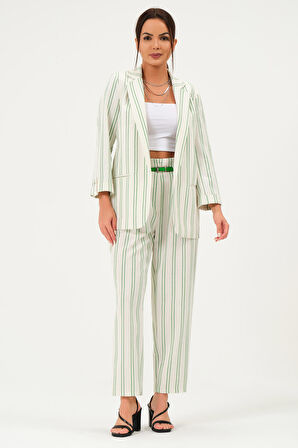 Keten Çizgili Blazer Ceket