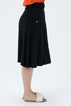 Önü Düğmeli Çan Etek 