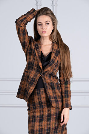 Ekose Desenlı Tuvıt Ceket 