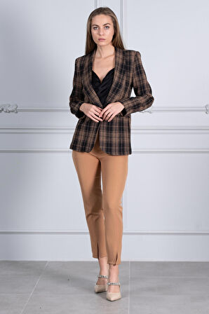 Ekose Desenlı Tuvıt Ceket 