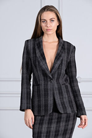 Ekose Desenlı Tuvıt Ceket 