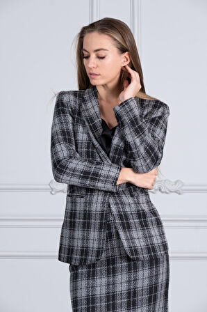 Ekose Desenlı Tuvıt Ceket 