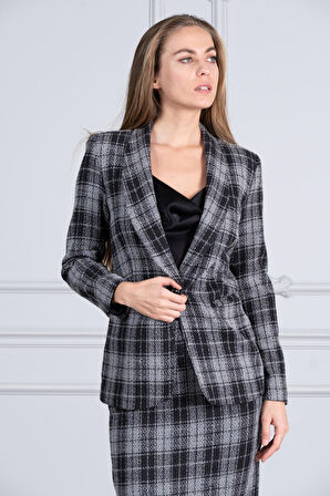 Ekose Desenlı Tuvıt Ceket 