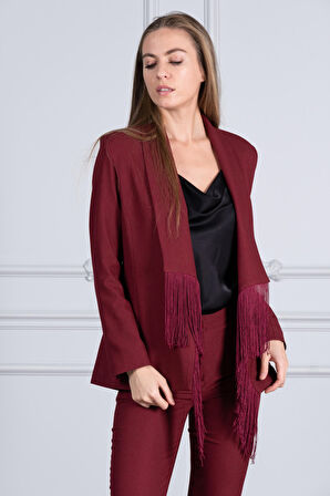 püskül detaylı  krep kumaş ceket 