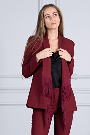 püskül detaylı  krep kumaş ceket 