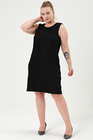 Büyük Beden Kolsuz Düz Form Elbise