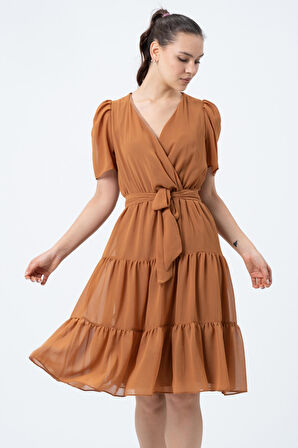 Şifon Kuruvaze Yaka Elbise