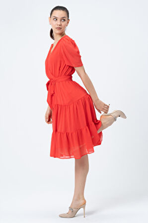 Şifon Kuruvaze Yaka Elbise