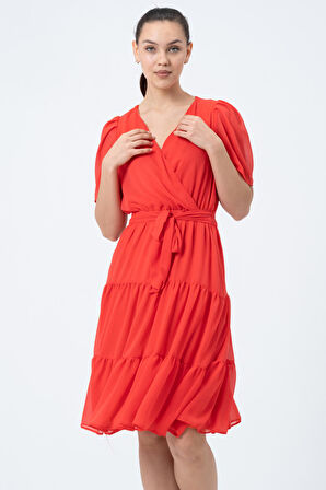 Şifon Kuruvaze Yaka Elbise