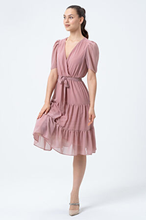 Şifon Kuruvaze Yaka Elbise