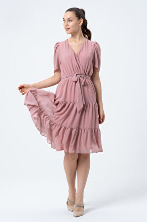 Şifon Kuruvaze Yaka Elbise