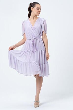 Şifon Kuruvaze Yaka Elbise