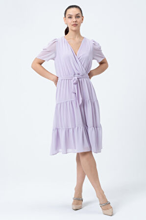 Şifon Kuruvaze Yaka Elbise