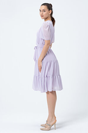 Şifon Kuruvaze Yaka Elbise