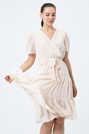 Şifon Kuruvaze Yaka Elbise