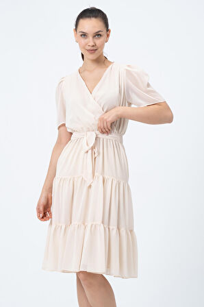 Şifon Kuruvaze Yaka Elbise