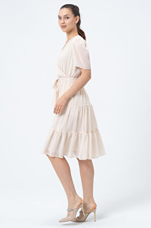 Şifon Kuruvaze Yaka Elbise