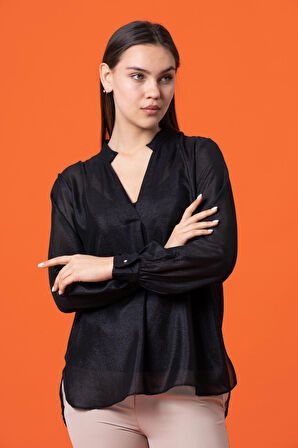 Parıltılı Transparan Bluz