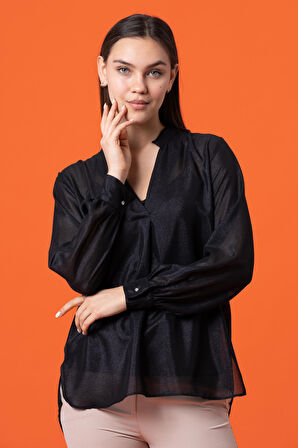 Parıltılı Transparan Bluz