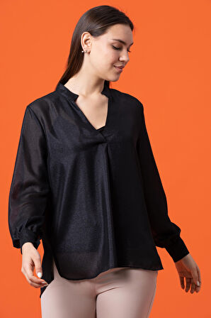 Parıltılı Transparan Bluz