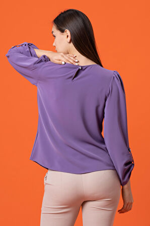 iİnci Aksesuarlı Saten Bluz